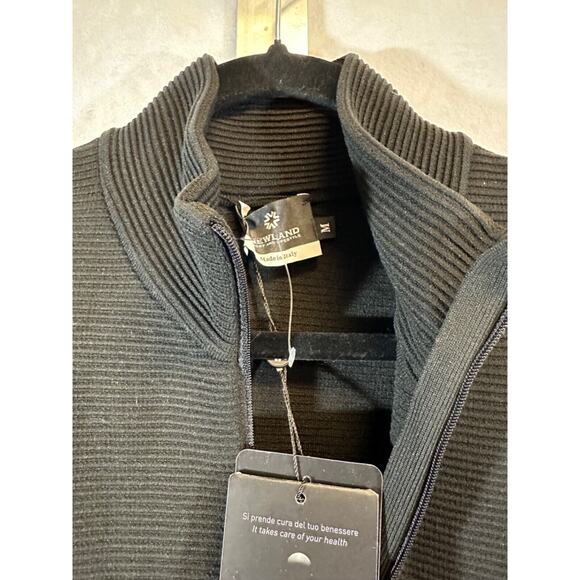 NEW Newland Mens Full Zip Ski Base Jacket Sweater size M Italy Black Ribbed - Picture 2 of 6